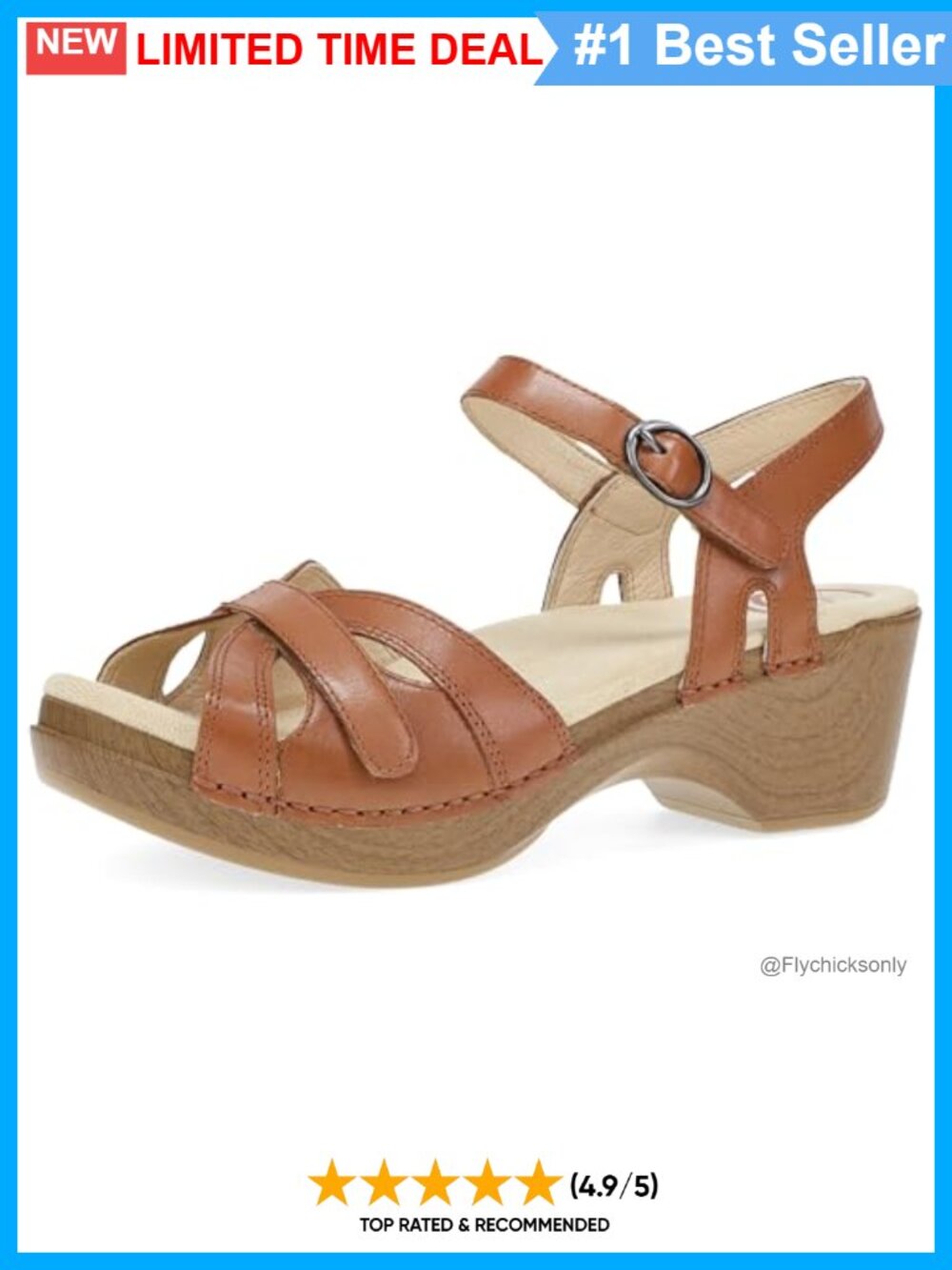 Dansko Season Wedge Sandal Leather Hook & Loop Casual